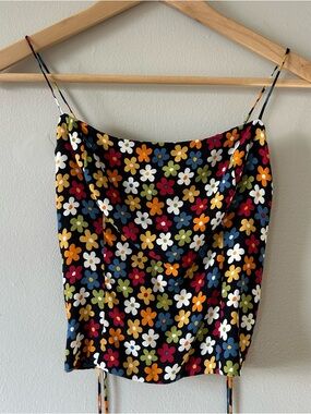 Reformation Black Floral tank top with adjustable straps